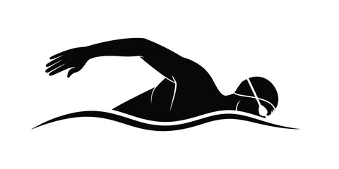 Silhouette of a swimmer performing a freestyle stroke in water