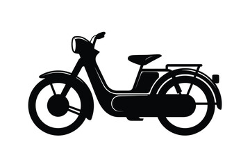 Classic black silhouette of a vintage moped scooter