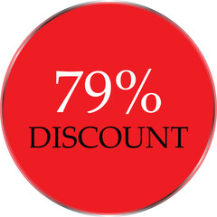 Up to 79 Percent Discount Star Badge – Red Promotional Sale Sticker, Special Offer Marketing Label, Retail Shopping Price Cut Tag, E-commerce Discount Icon for Advertising Campaign