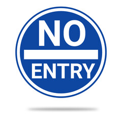 Blue No Entry Traffic Sign Circular Road Safety Symbol