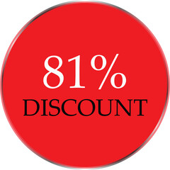 Up to 81 Percent Discount Star Badge – Red Promotional Sale Sticker, Special Offer Marketing Label, Retail Shopping Price Cut Tag, E-commerce Discount Icon for Advertising Campaign