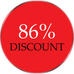 Up to 86 Percent Discount Star Badge – Red Promotional Sale Sticker, Special Offer Marketing Label, Retail Shopping Price Cut Tag, E-commerce Discount Icon for Advertising Campaign