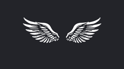 Pair of stylized, detailed white wings against a dark background.