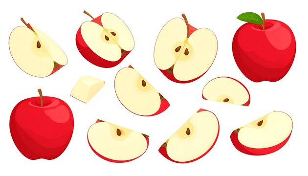 Vibrant apple slices and whole apples display - Powered by Adobe