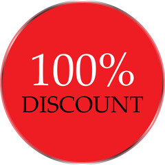 Up to 100 Percent Discount Star Badge – Red Promotional Sale Sticker, Special Offer Marketing Label, Retail Shopping Price Cut Tag, E-commerce Discount Icon for Advertising Campaign