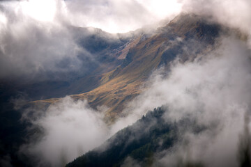autumnal weather in the alps in the hohe tauern national park in austria