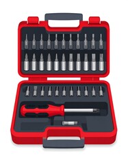 Red toolbox with assorted screwdrivers