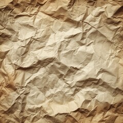 Fototapeta premium Crumbled Paper Texture: A close-up image of crumpled brown paper, revealing intricate textures and folds. A timeless backdrop, the image exudes vintage appeal.
