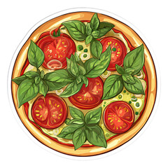 Delicious tomato and basil pizza with a vibrant, fresh flavor appeal for food lovers everywhere
