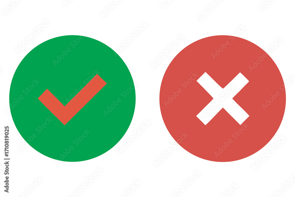 Poster two distinct circular buttons one green and one red presented on a clean background