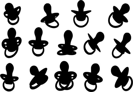 Baby pacifier silhouette isolated on white background
