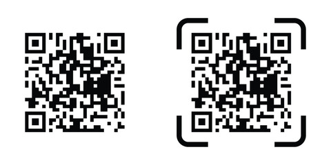 Simple black QR code icon with clean lines, ready for print and web use.