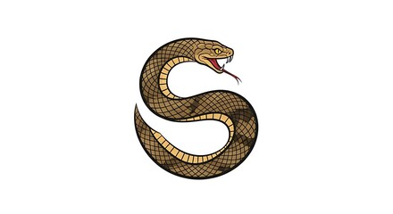 Obraz premium Coiled Rattlesnake Illustration - A Symbol of Danger and Alertness.