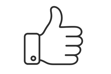 Thumbs up icon. Like symbol. Hand gesture for approval, success, and positive feedback. Social media icon. Good job sign. Vector line art illustration for web and apps.