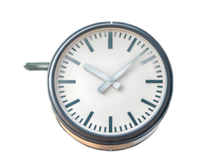 Clock isolated on transparent background, time concept