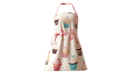 Baking-themed apron mockup kitchen design on white background
