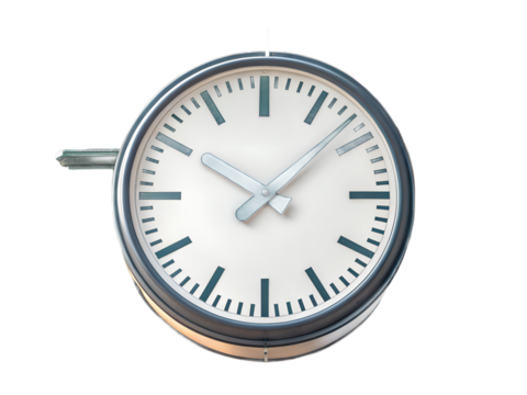 Clock isolated on transparent background, time concept