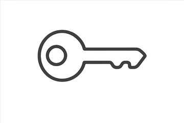 Key icon security access. Linear outline vector. Concept of safety, privacy, real estate, solution, opportunity, login. House lock unlock symbol. Simple minimalist graphic.