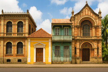 The colorful building in the downtown of Fort-de-France, Martinique