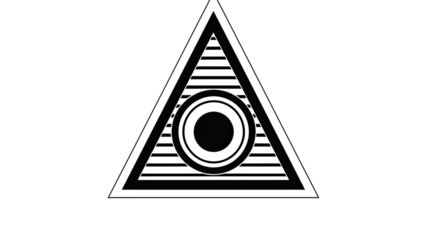 3D all seeing eye in pyramid inside triangle design on white background