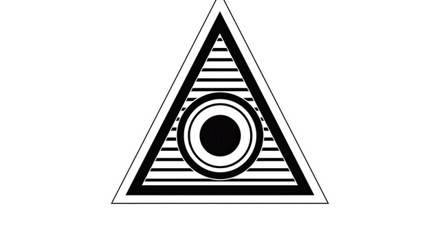 3D all seeing eye in pyramid inside triangle design on white background