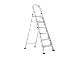 Aluminum step ladder isolated on transparent background