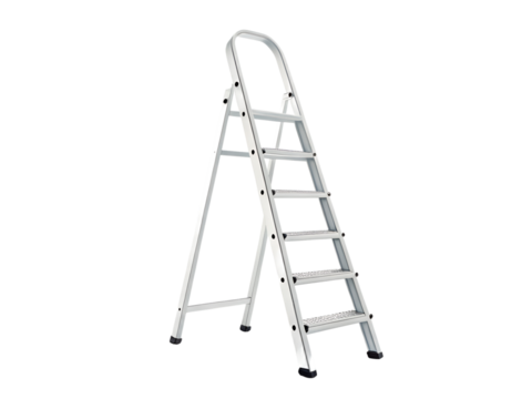 Aluminum step ladder isolated on transparent background