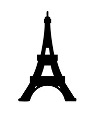 Silhouette of the Eiffel Tower isolated on white background.Eiffel tower black silhouette on white background, 3D rendering
