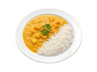Mango curry with rice isolated on transparent background