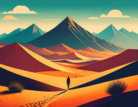 Desert Wanderer Silhouette Landscape