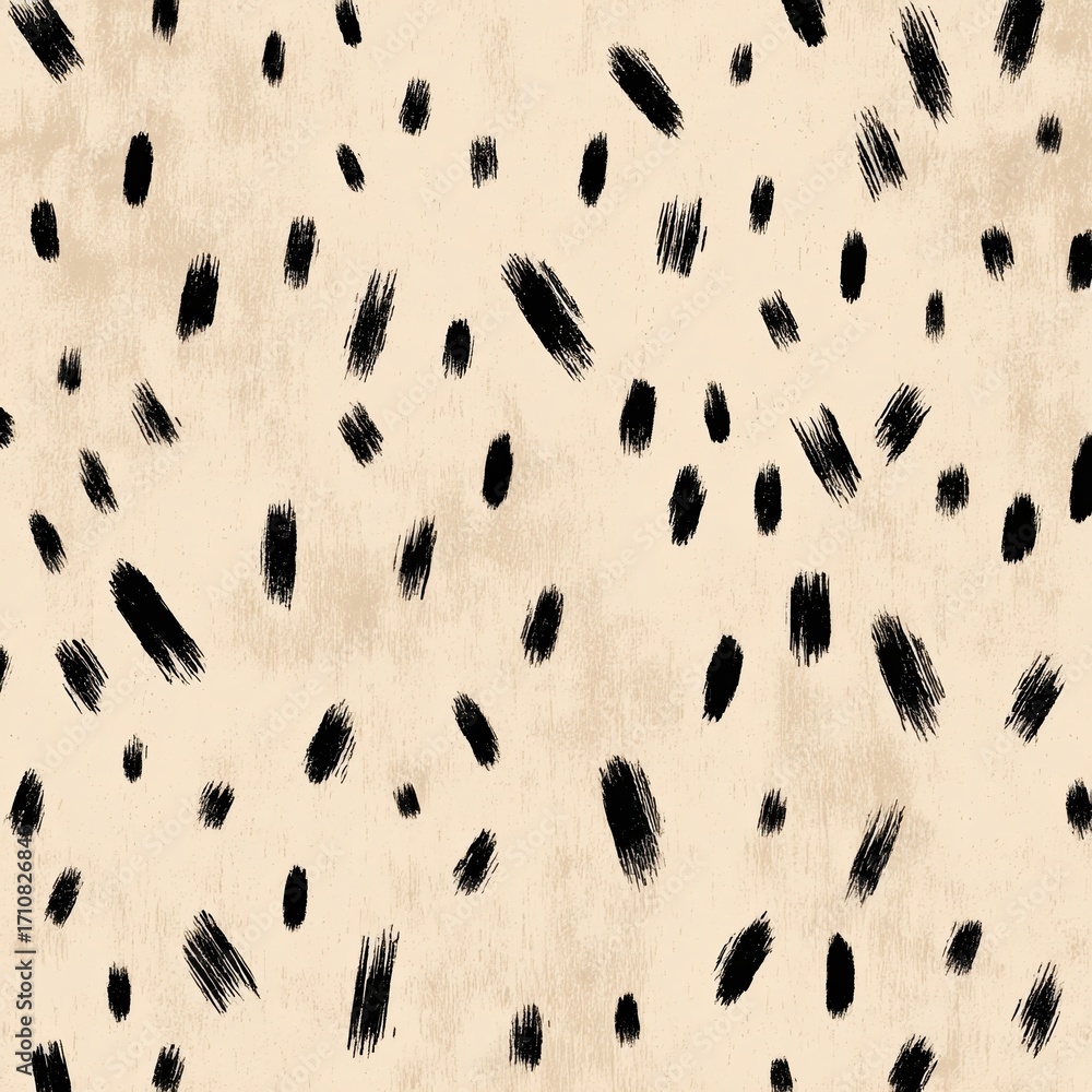 Poster seamless minimal pattern with black strokes on beige background