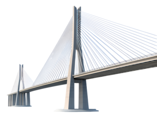 Cable stayed bridge isolated on transparent background render