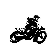 Flat Track motorcycle racing, isolated vector silhouette. Dirt motorbike logo