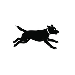 A leaping dog in mid air captured as a striking outline silhouette