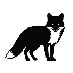 A striking black fox stands in profile a bold animal silhouette