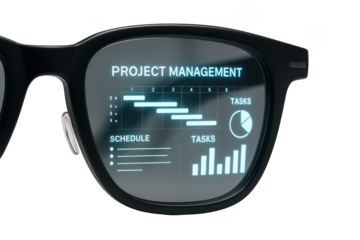 Glasses display project management dashboard