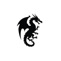 Majestic dragon design with detailed wings and curled tail silhouette