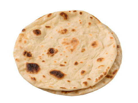 Freshly baked roti isolated on transparent background