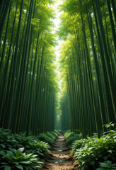 Exploring majestic bamboo forest path kyoto nature photography serene environment ground perspective tranquility