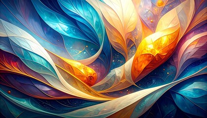 Abstract floral swirls in vibrant colors