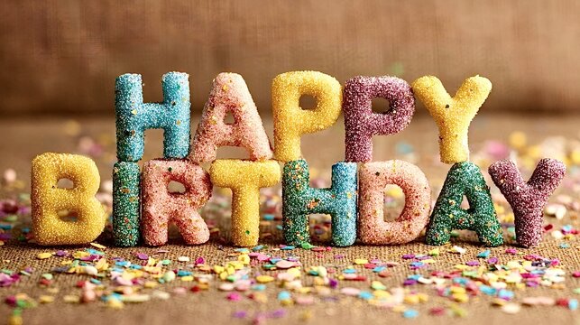 Colorful happy birthday letters celebrating a special day