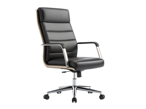 Black office chair isolated on transparent background