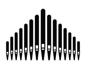 Symmetrical silhouette of organ pipes arranged in an arch