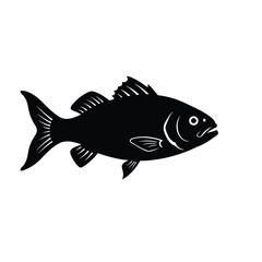 A striking black fish design detailed fins and shape silhouette