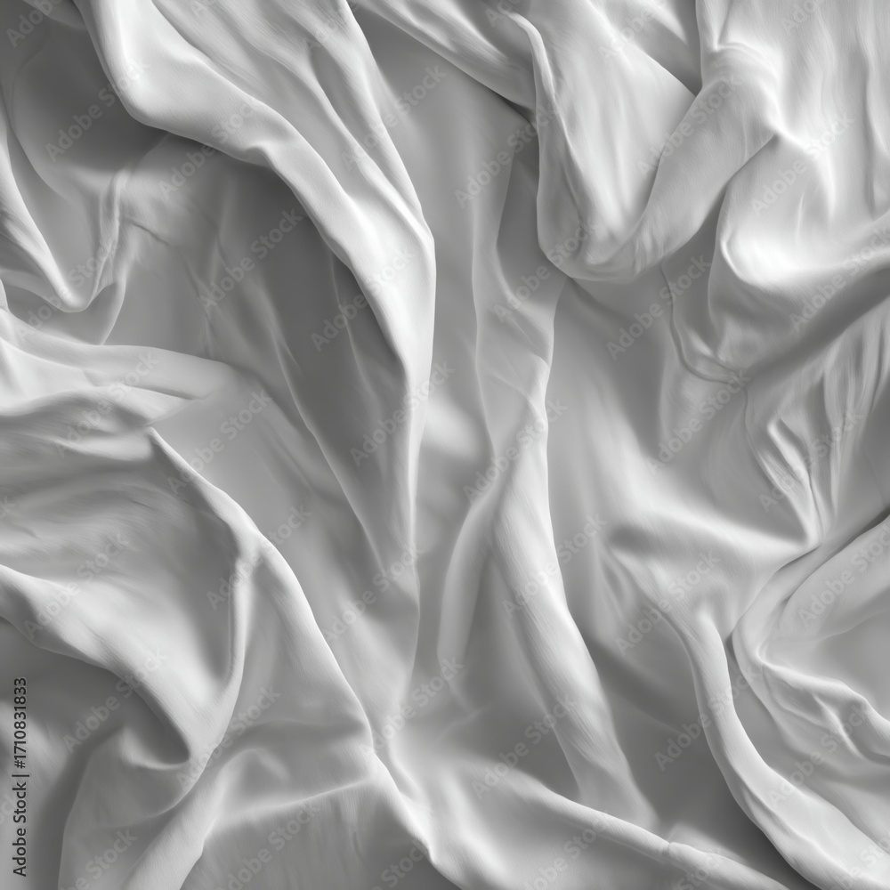 Poster monochrome fabric texture with realistic creases and folds seamless pattern
