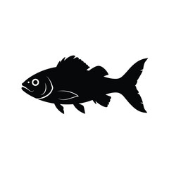 A striking black fish profile illustration beautifully rendered as a silhouette