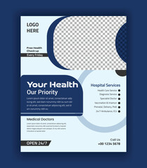 Modern Healthcare Flyer Template and Hospital Services vector design