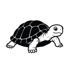 Detailed illustration of a walking turtle with a striking black silhouette