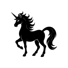 Silhouette of a unicorn on transparent background
