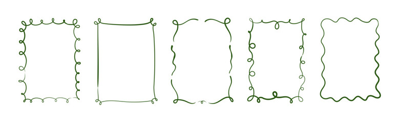 Hand-drawn red borders for wedding invitations quirky trendy frame. Whimsical frames for birthday card, squiggly and wavy borders. Minimalist line art design